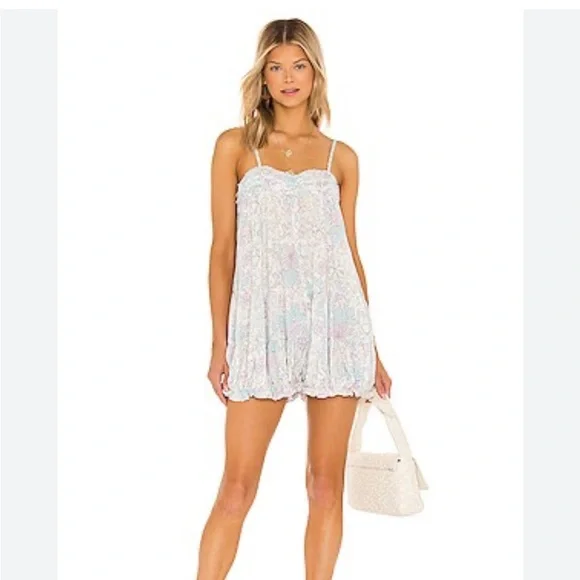 Free People Floral Romper Crush & Blush in Pastel Sz Medium - Picture 2 of 5